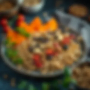 An assortment of whole grains and legumes arranged artistically on a plate