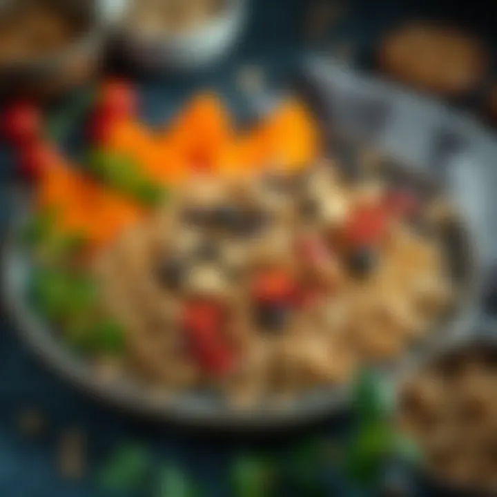 An assortment of whole grains and legumes arranged artistically on a plate