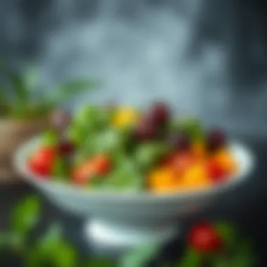 A vibrant salad bowl filled with fresh greens and colorful vegetables