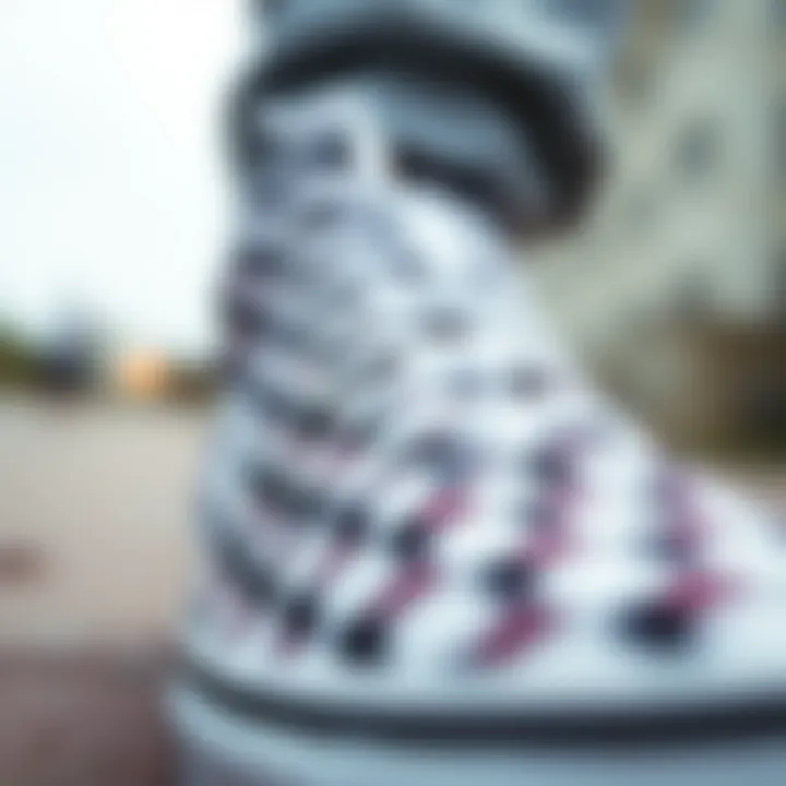 A close-up of the unique design features of checkered Vans.