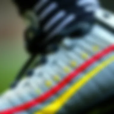 Close-up of soccer cleat materials highlighting durability and performance features