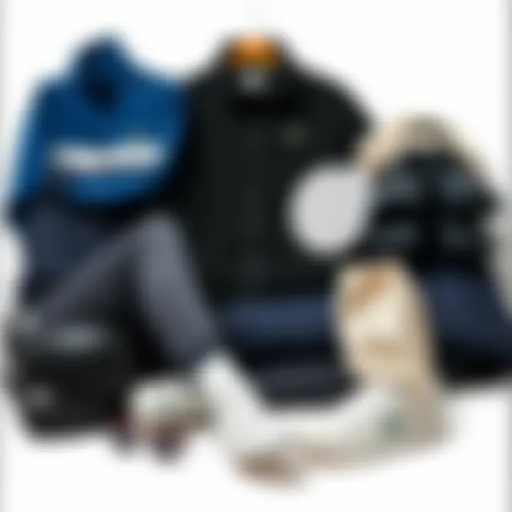 Fashionable arrangement of Lacoste Active 4851 clothing and accessories