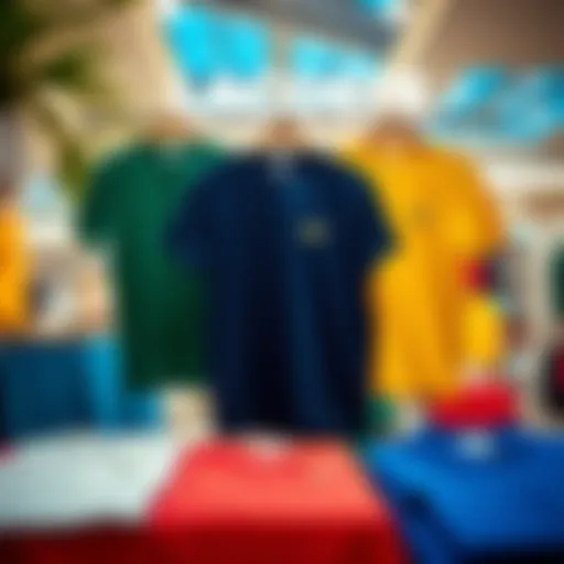 Lacoste new season t-shirts displayed in a vibrant setting
