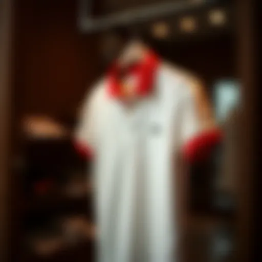 A classic Lacoste polo shirt displayed elegantly on a hanger