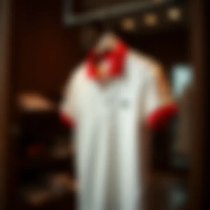 A classic Lacoste polo shirt displayed elegantly on a hanger