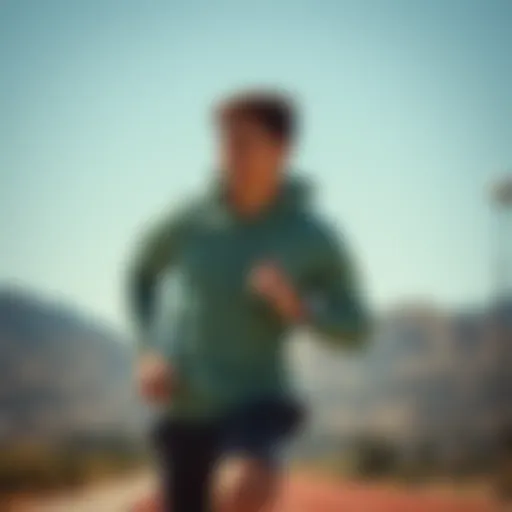 Dynamic movement showcasing the Lacoste Run Breaker in action