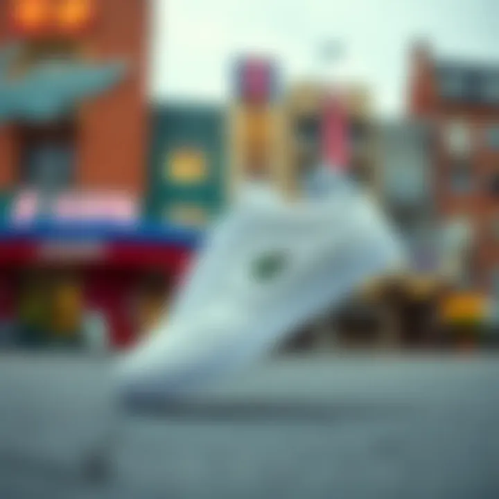 Lacoste sneakers on a vibrant urban backdrop emphasizing lifestyle