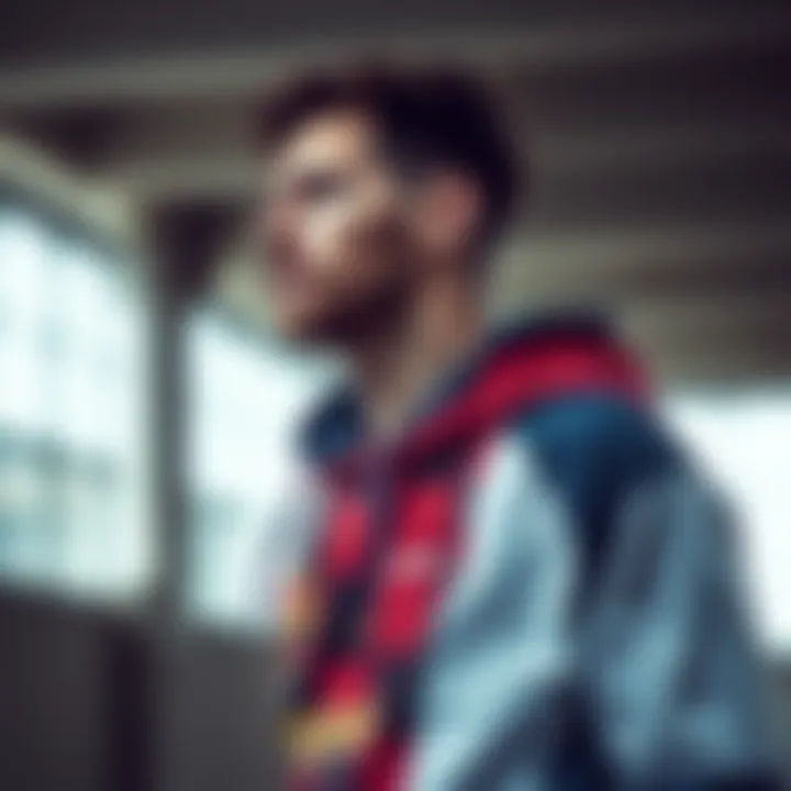 Athlete wearing Messi hoodie in an urban setting, blending style and activity