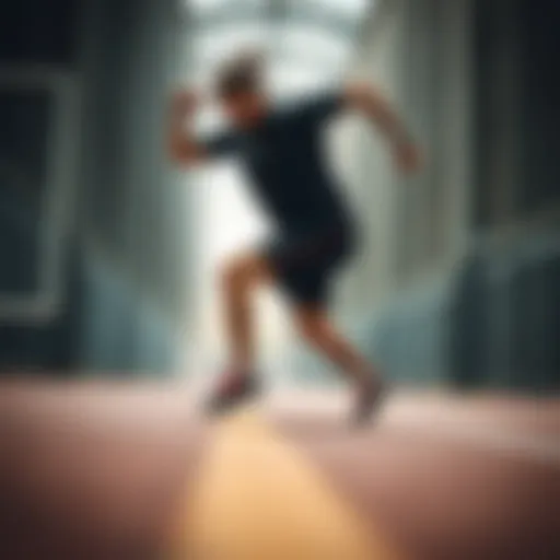 Dynamic pose showcasing athletic footwear