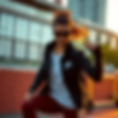 Dynamic athlete showcasing stylish activewear in an urban setting