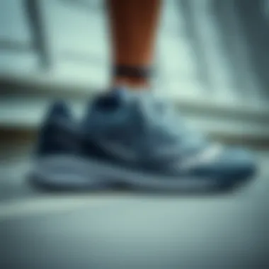 Close-up of New Balance running shoes showcasing design