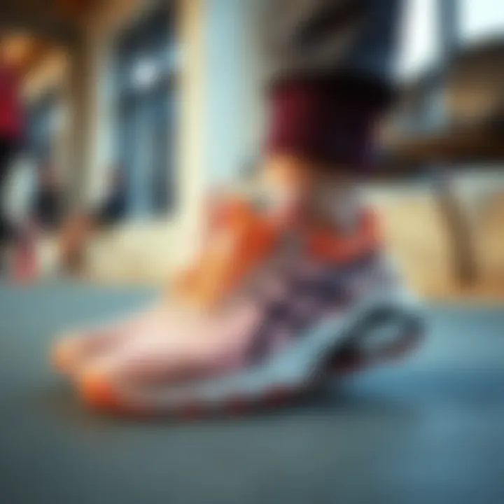 Fashionable athletic shoes displayed in a lifestyle setting