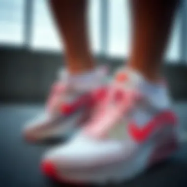 Close-up of Nike Air More's performance features in action