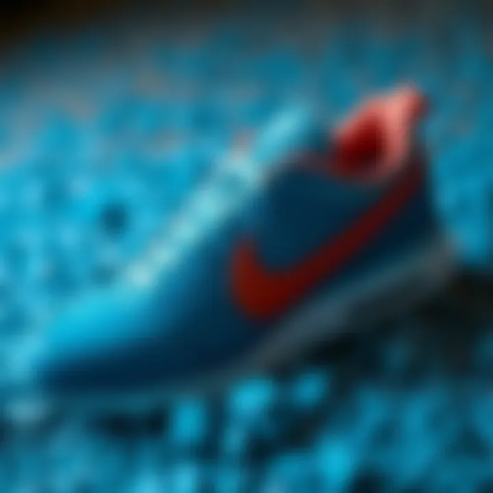 Materials used in the construction of blue Nike sneakers