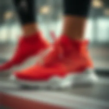 Close-up of the innovative design features of Nike elastic shoes