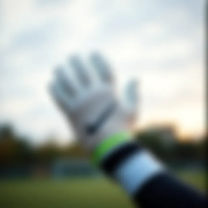 Illustration demonstrating the ergonomic design of Nike goalkeeper gloves.