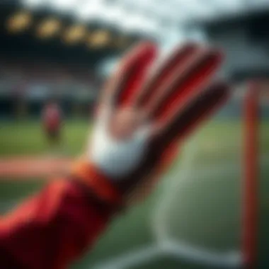 Detailed view showing the materials used in Nike goalkeeper gloves.