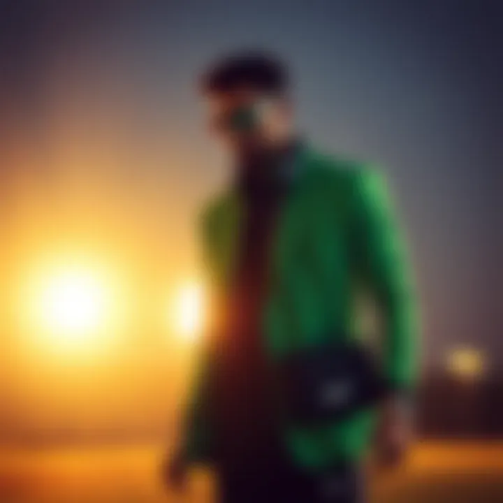 Nike green blazer paired with sporty accessories