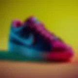 Stylish Nike children's Blazer shoes on a vibrant background