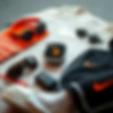 Stylish flat lay of Nike TC 7900 with sports accessories