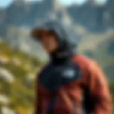 A stylish individual wearing the North Face Retro Mont against a stunning outdoor backdrop