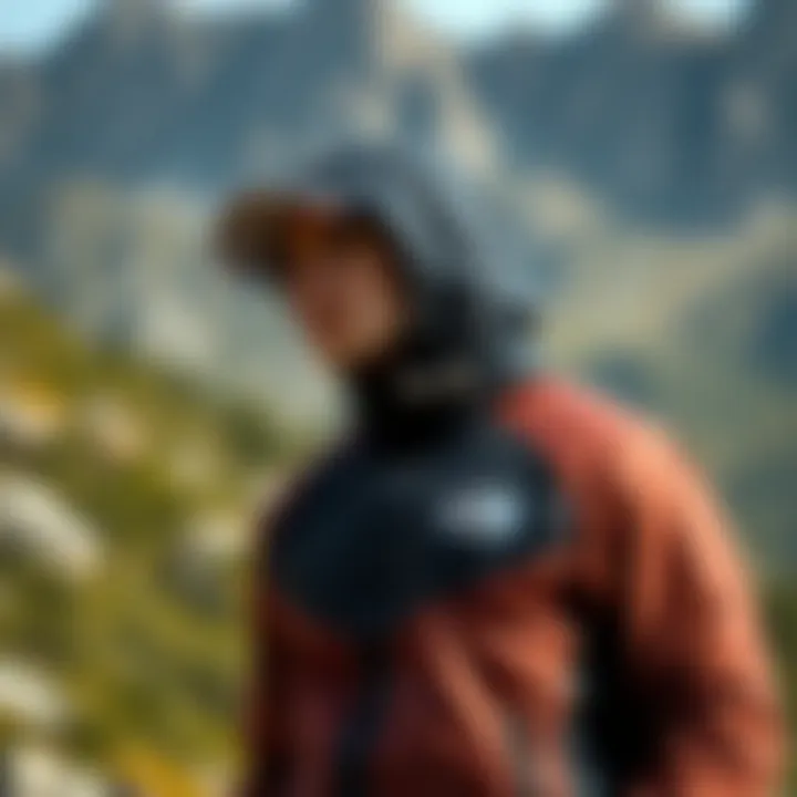 A stylish individual wearing the North Face Retro Mont against a stunning outdoor backdrop