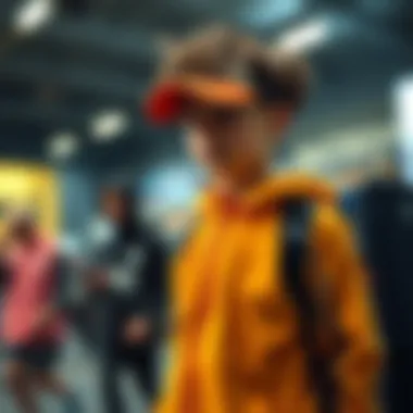 Parents shopping for children's sports clothing