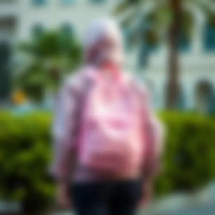 Fashionable outfit paired with a pink Nike backpack