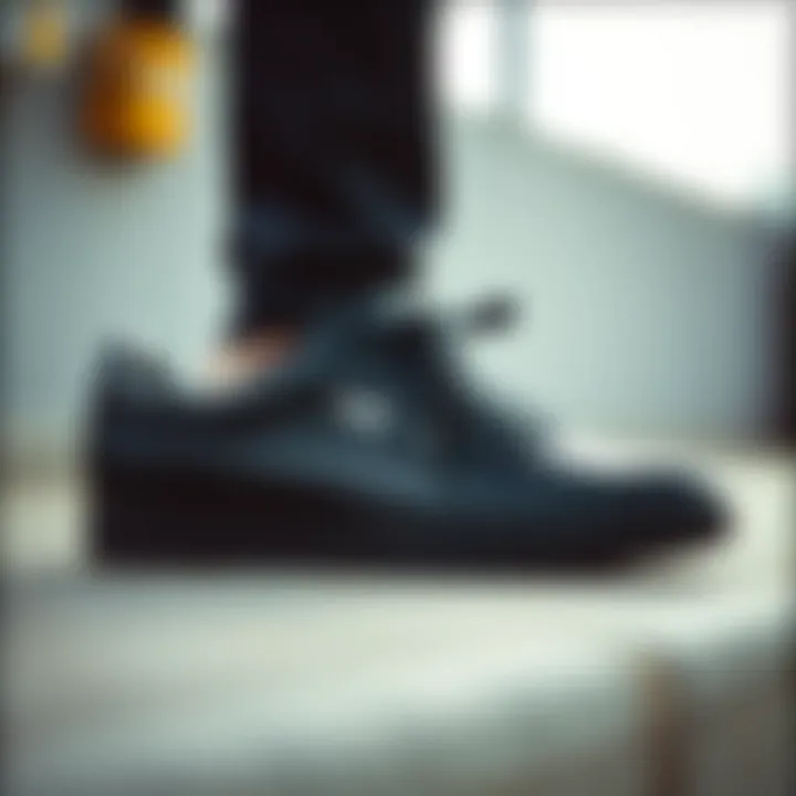 Maintaining Puma black leather shoes with care products