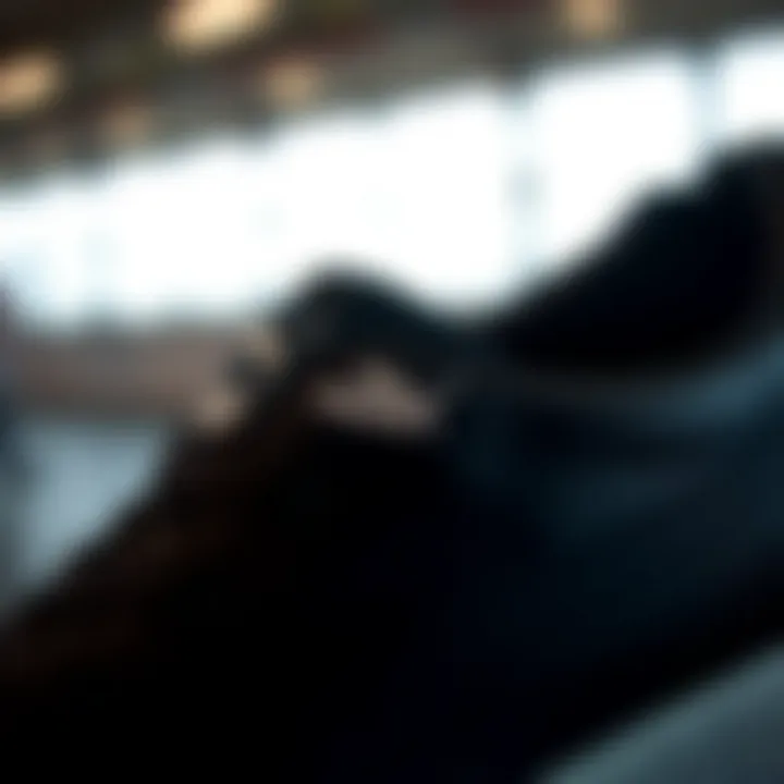 Close-up of Puma black leather shoe detailing