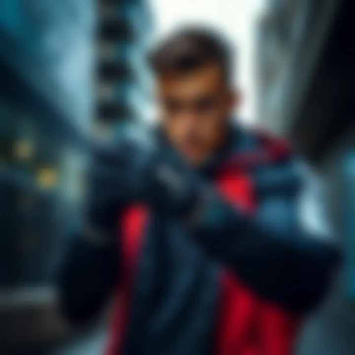 Urban Style Meets Performance Stylish athlete wearing Puma gloves in an urban outdoor setting