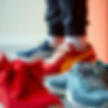 Assorted colors of Puma bow shoes arranged aesthetically