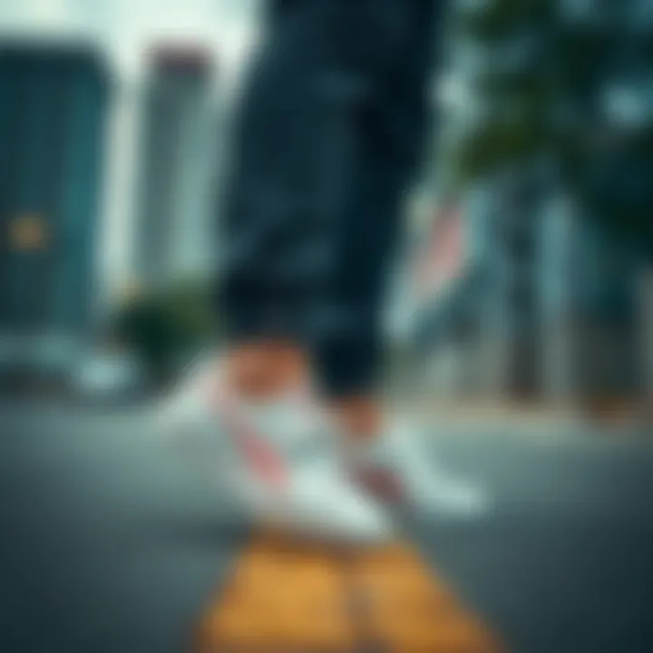 Person wearing Puma bow shoes in an urban setting