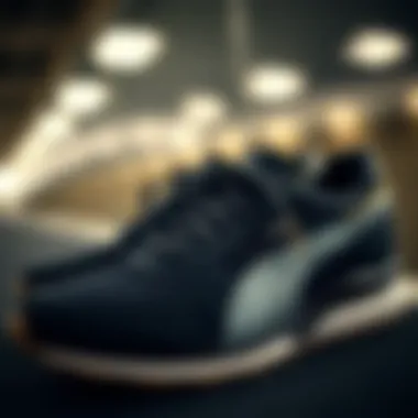 Close-up view of Puma sports shoes highlighting performance features.