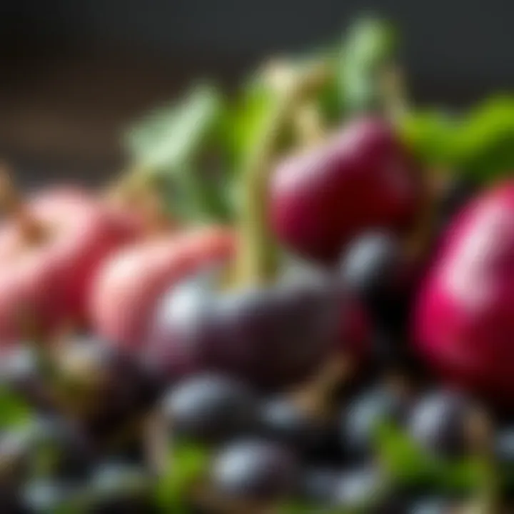 A collection of purple vegetables emphasizing health benefits