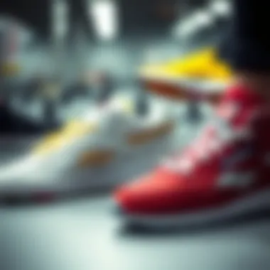 Various models of Reebok women's sneakers showcased