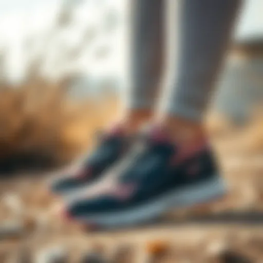 Stylish Reebok women's athletic shoes in outdoor setting