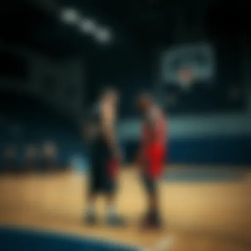 A basketball player analyzing the court