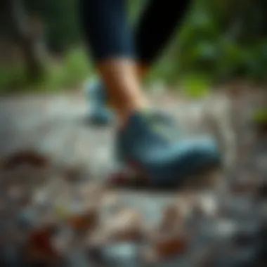 User testing the grip and stability of Salomon Speedcross 4