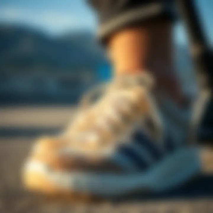 A close-up of comfortable materials used in scooter shoes