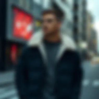 Stylish sherpa jacket in urban setting