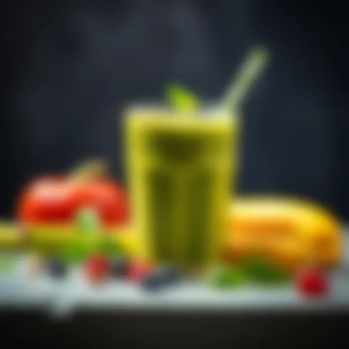 Refreshing green smoothie with fruits and veggies