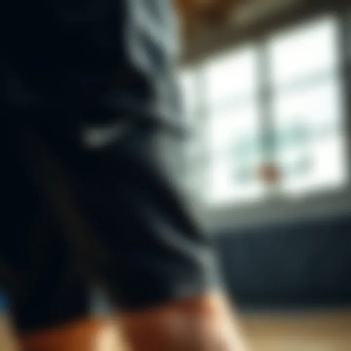 Explore the fabrics used in black basketball shorts Fabric details of black basketball shorts