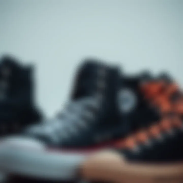 A collection of black high-top Converse showcasing different styles