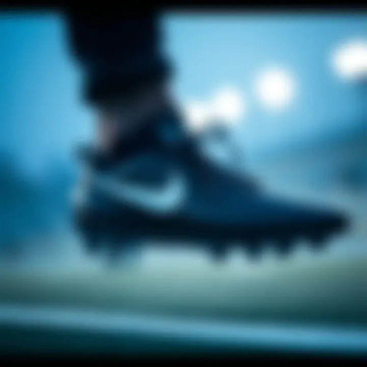 Close-up of the advanced technology in black Nike cleats