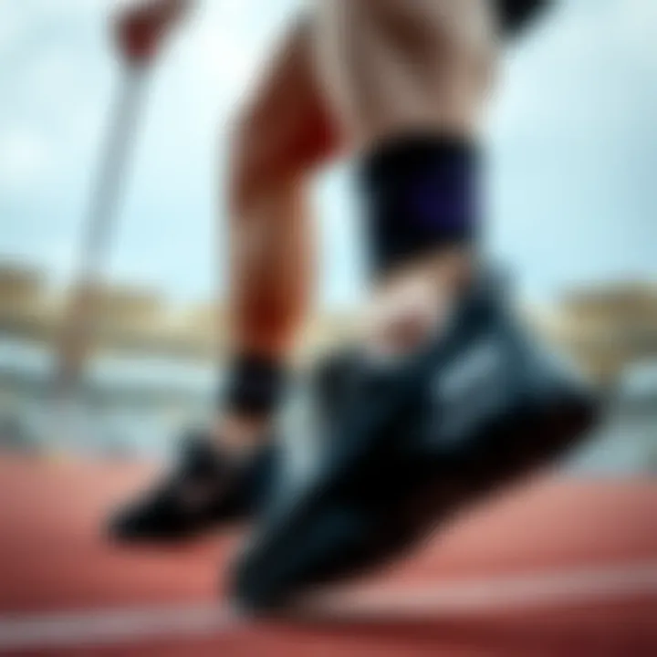 A dynamic athlete wearing black Nike shoes during a match