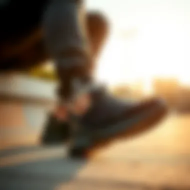 Fashionable black sporty shoes paired with casual outfit