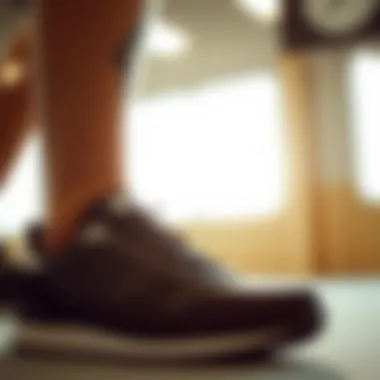 Close-up of the sleek design of black athletic shoes