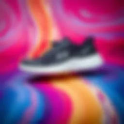 Stylish Skecher D Lites shoes on a vibrant background