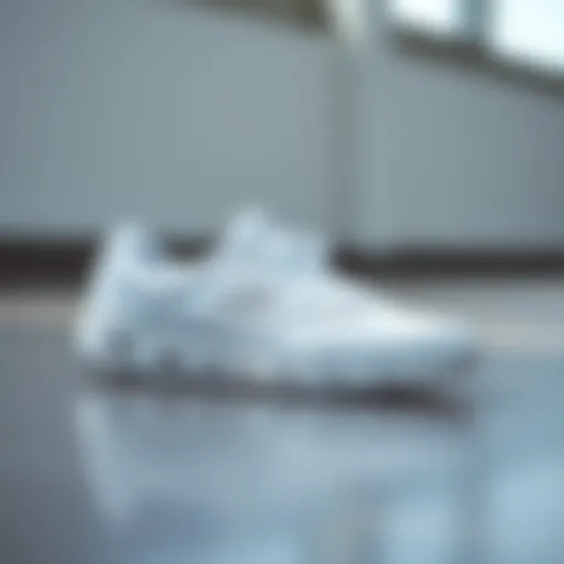Stylish white Skechers sneakers on a clean surface